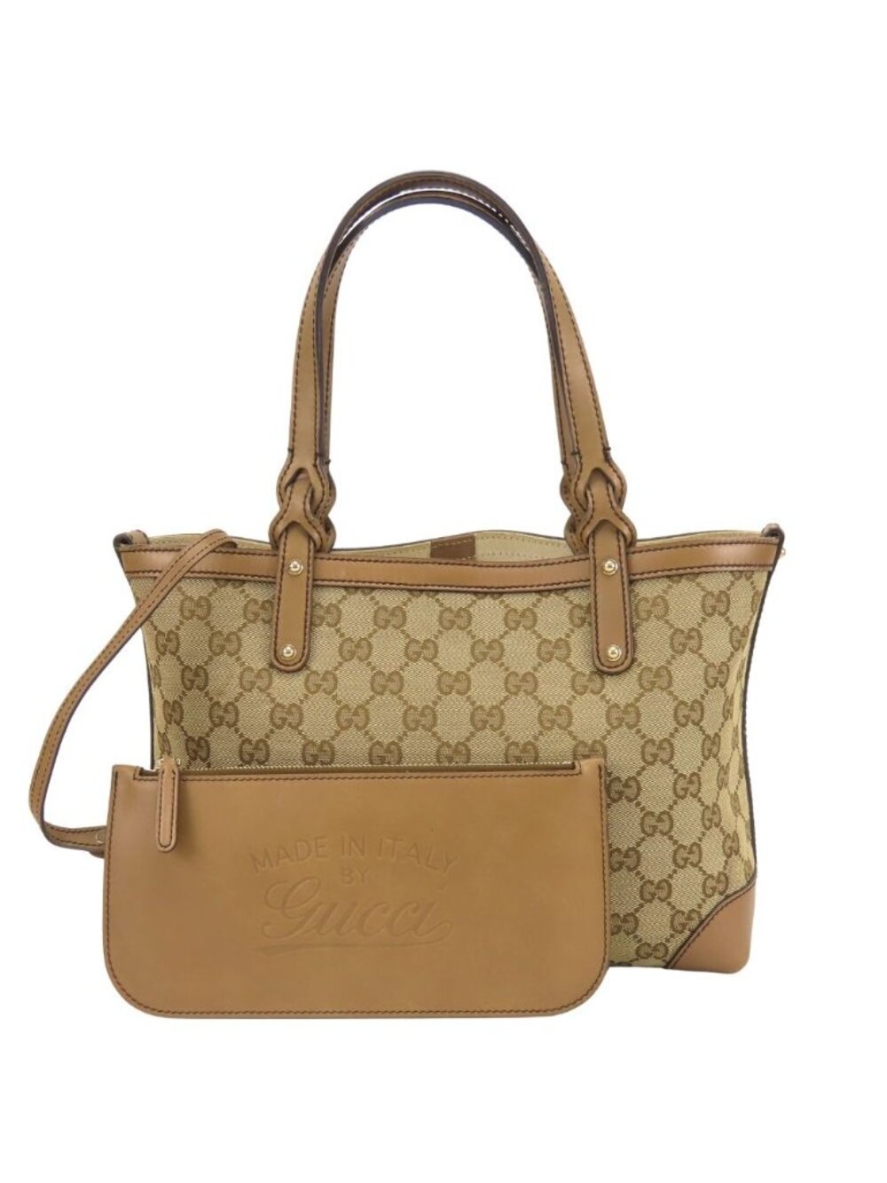 Gucci Tote GG Canvas Leather Brown